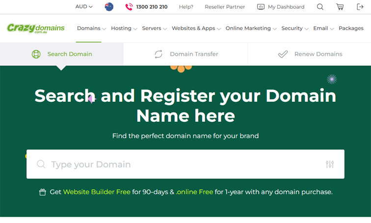domain search option crazy domain